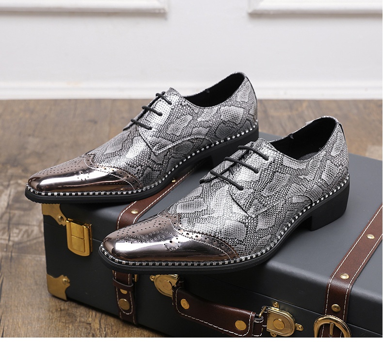 WalkPrime WalkPrime Cross-Border Gold Glossy Business Brogue Scarpe Derby con lacci, punta affilata, stile europeo e americano, taglia grande_voghion.com