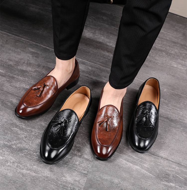 Voyage Voyage British Style Men's Leather Shoes Youth Pointed Toe Tassel Loafers In Stock Wholesale_voghion.com