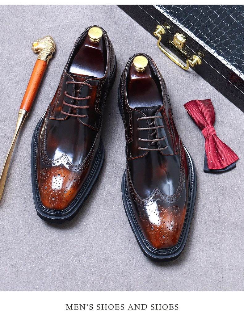 Voyage Voyage Grande Saldi Scarpe da Sposa Formali da Uomo in Pelle di Vacchetta con Suola Spessa, Fatte a Mano, Derby Lucide e Traspiranti_voghion.com