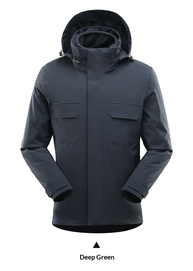 Boy 3-in-1 Abnehmbare High-End Business Outdoor Wasserdichte Winddichte Verdickte Warme Jacke zum Wandern Bergsteigen Camping Für_voghion.com