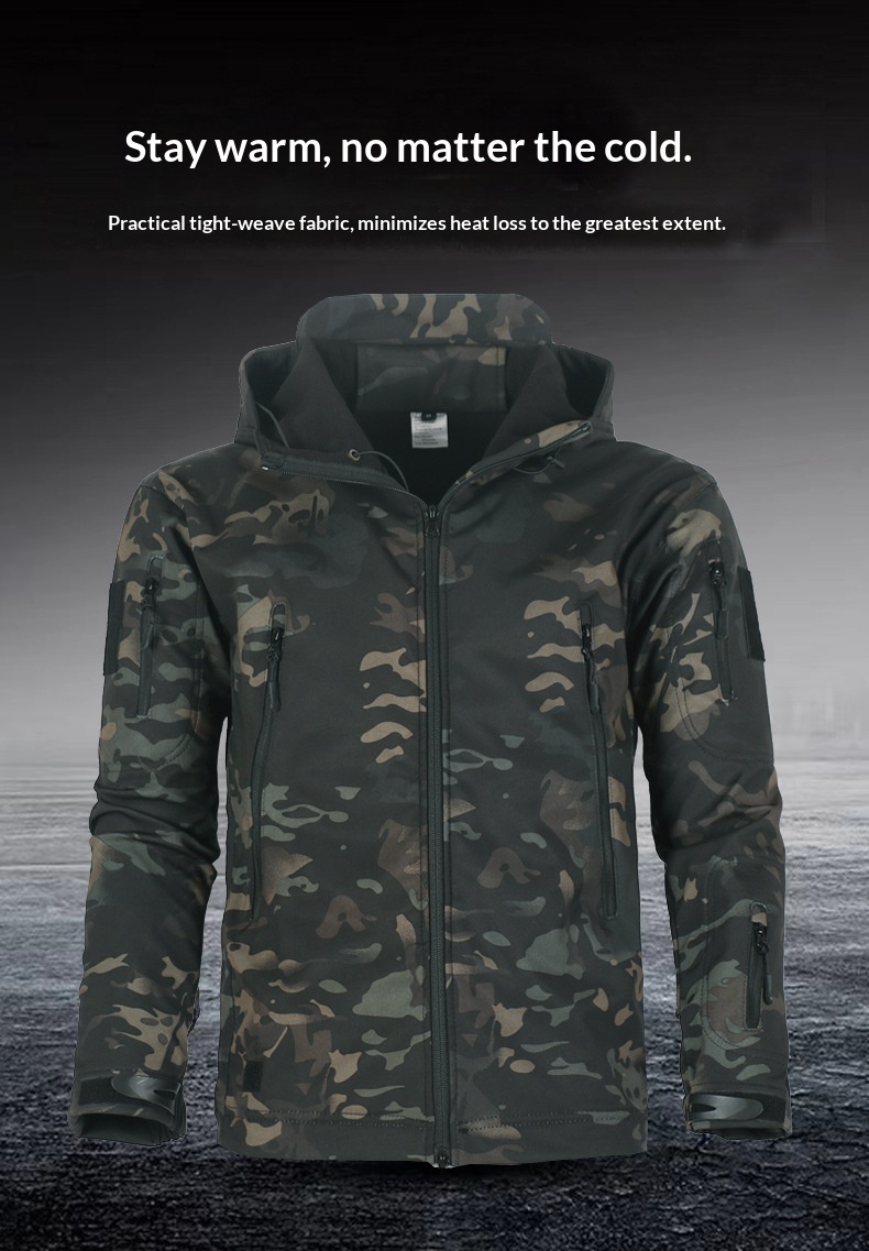 boy Boy Shark Skin Sof Shell Jacke Se For Men Winer Fleece-Lined Warm Mounaineering Waerproof Windproof Skiing Cycling_voghion.com