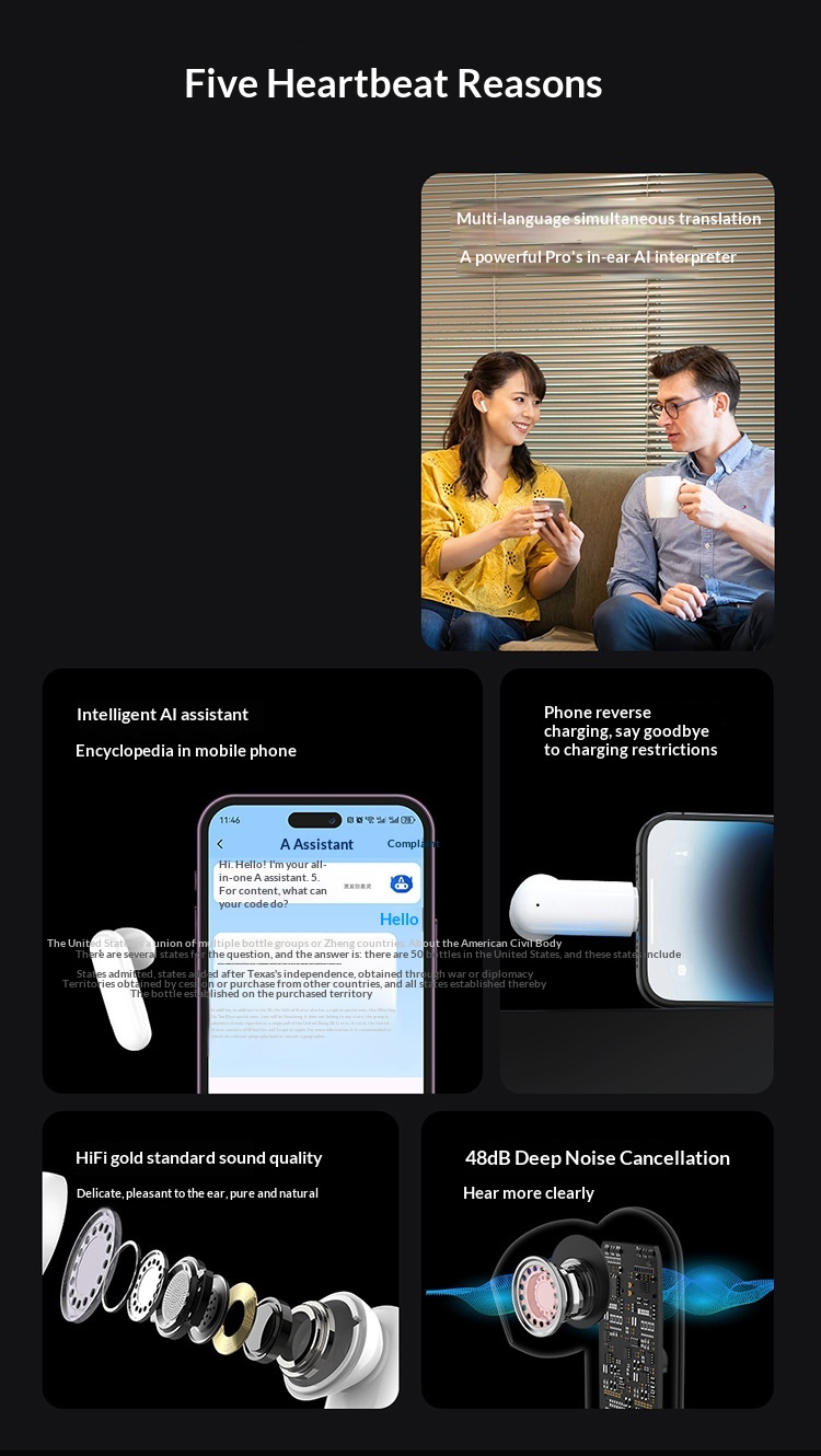 Auriculares de traducción NeoGear para conferencias, inalámbricos, Bluetooth, grabación intraaural, cancelación de ruido, interpretación simultánea, inteligencia artificial._voghion.com