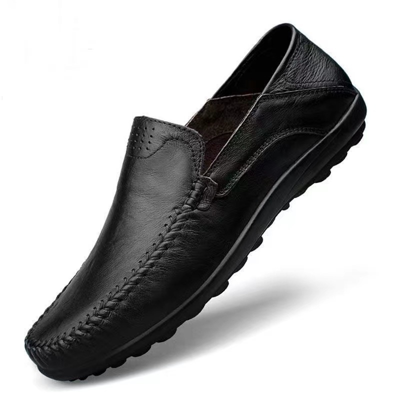 Voyage Voyage Summer Business Casual British Style Loafers Slip-On Lazy Soft Sole Versatile Breathable Men's Leather Shoes_voghion.com