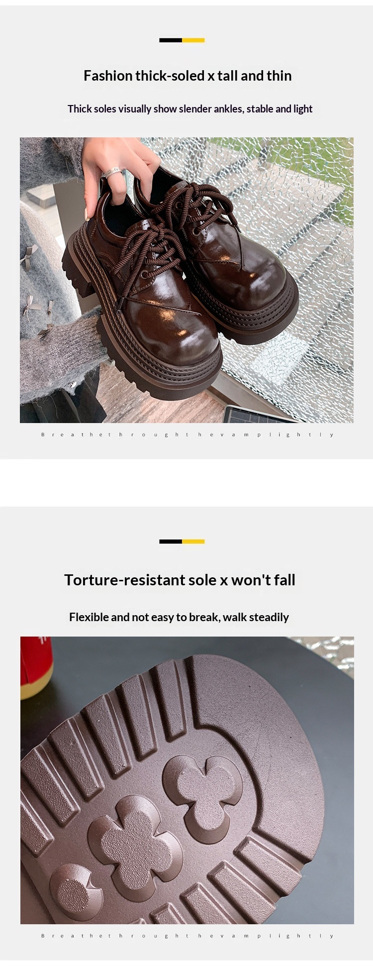 Voyage Damen-Lederschuhe mit dicker Sohle, britische Derby-Schnürschuhe mit großer Zehenpartie, neues Modell Frühjahr 2025, Slipper mit Absatz._voghion.com