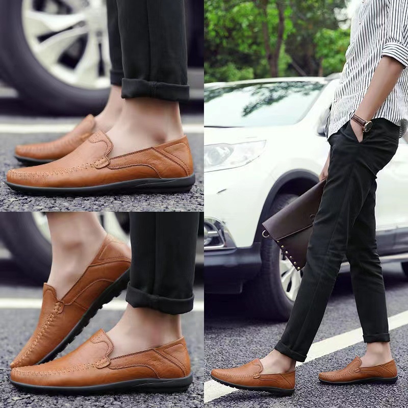 Voyage Voyage Summer Business Casual British Style Loafers Slip-On Lazy Soft Sole Versatile Breathable Men's Leather Shoes_voghion.com