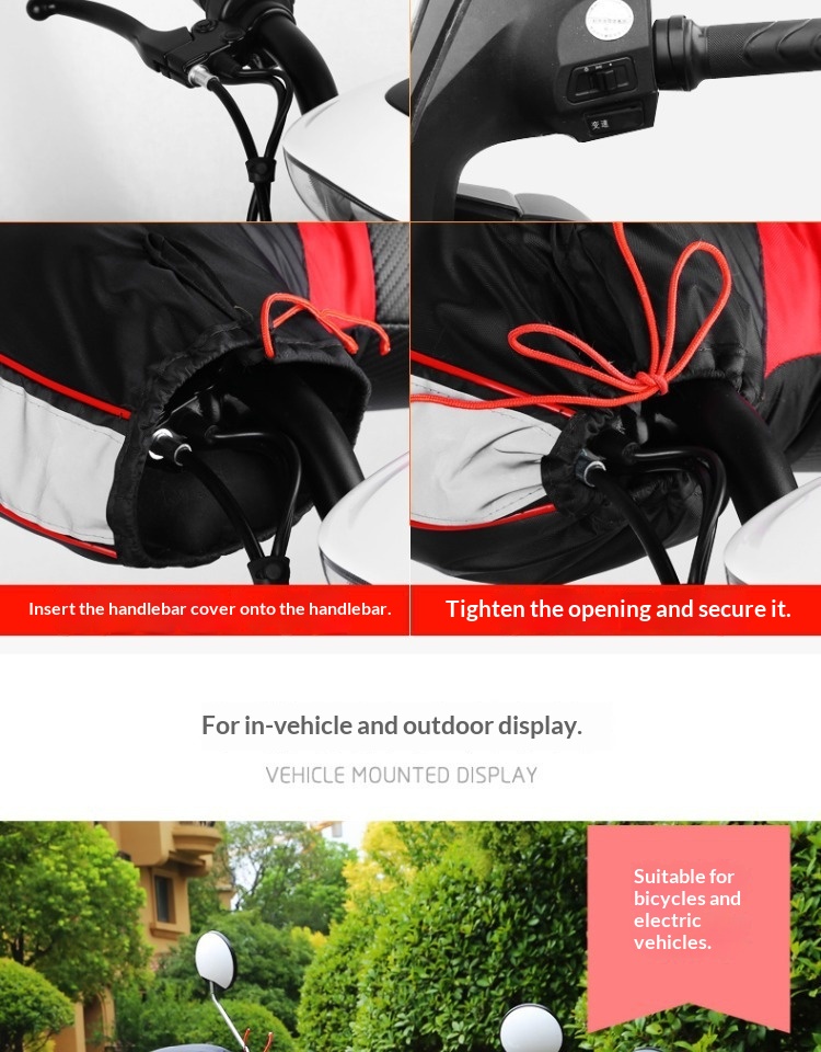 Coprimanubrio antivento caldo per ragazzo, ragazzo, paramani per triciclo, bici elettrica, moto, copertura impermeabile spessa per l'inverno_voghion.com