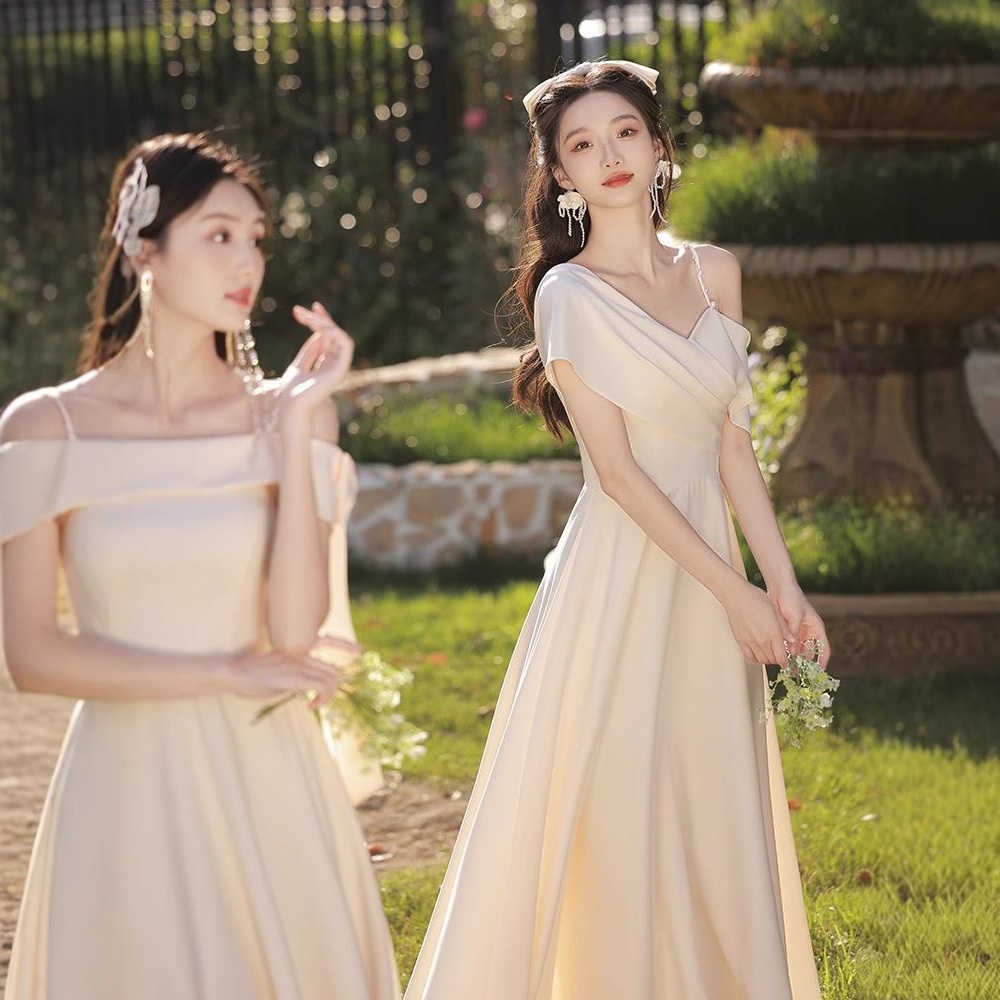 ChicShe ChicShe 2025 New Style Female Best Friend Fairy Slim Champagne Color Sister Bridesmaid Group Dress High-end Summer_voghion.com