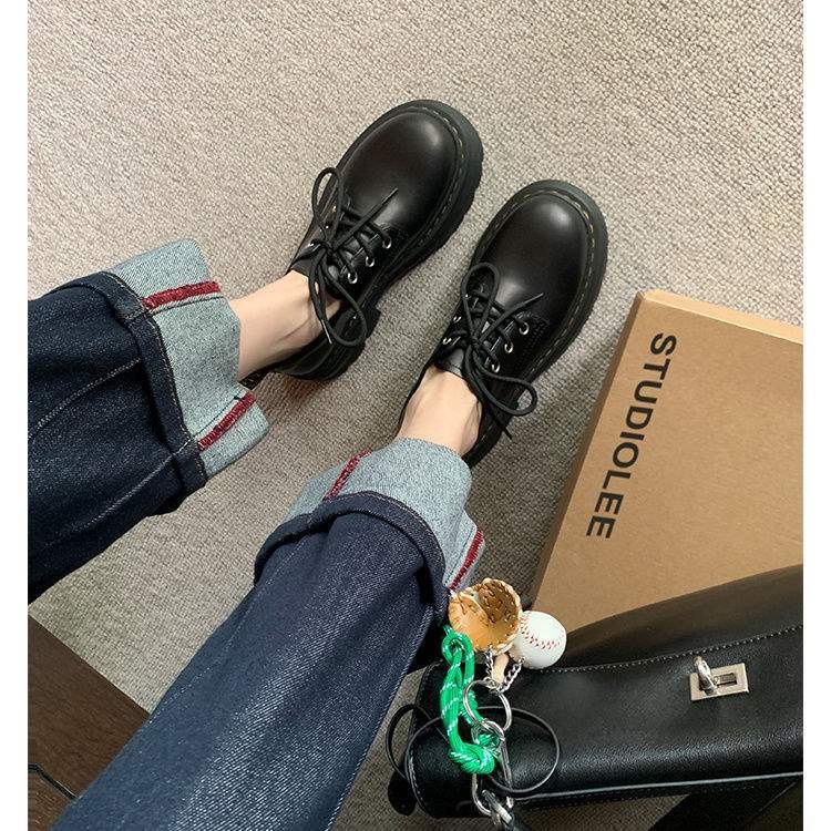 Voyage Voyage Soft Thick Sole British Style Lace-up Small Leather Shoes 2025 New Height-increasing Chunky Heel Derby Platform Loafers_voghion.com