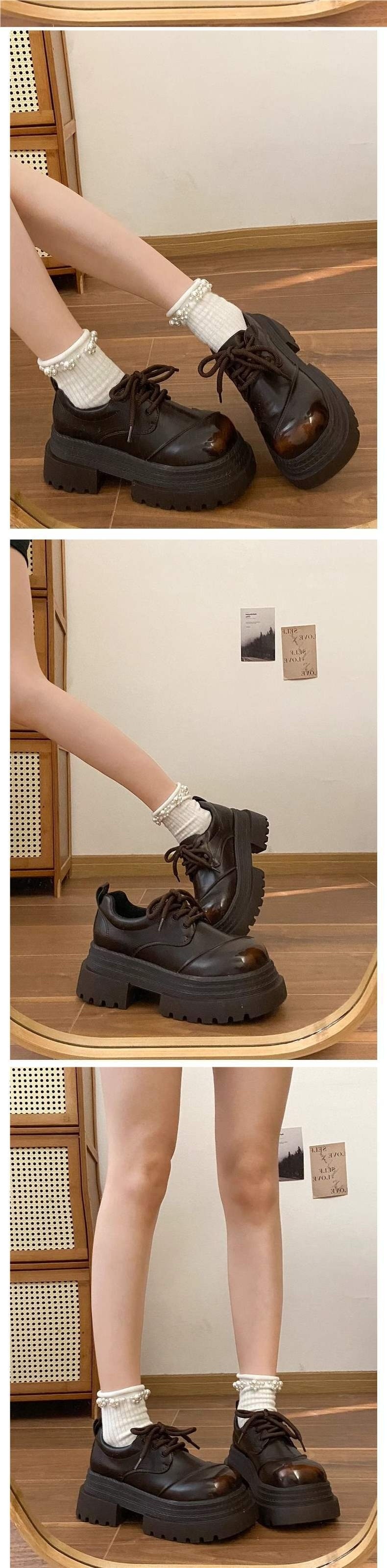 Mocassins Derby à bout rond en cuir marron à semelle épaisse Voyage Voyage pour femme, collection printemps-automne 2025._voghion.com