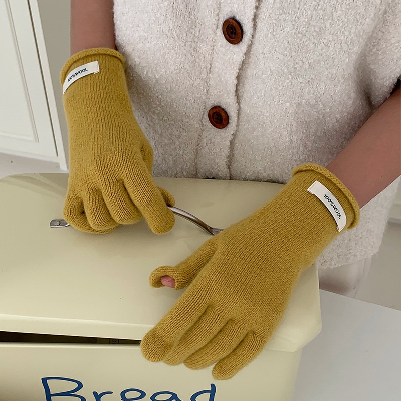 boy Boy Boy 2024 New Chinese Red Wool Knitted Long Women Winter Windproof Five-Finger Warm Cycling Gloves For Men_voghion.com