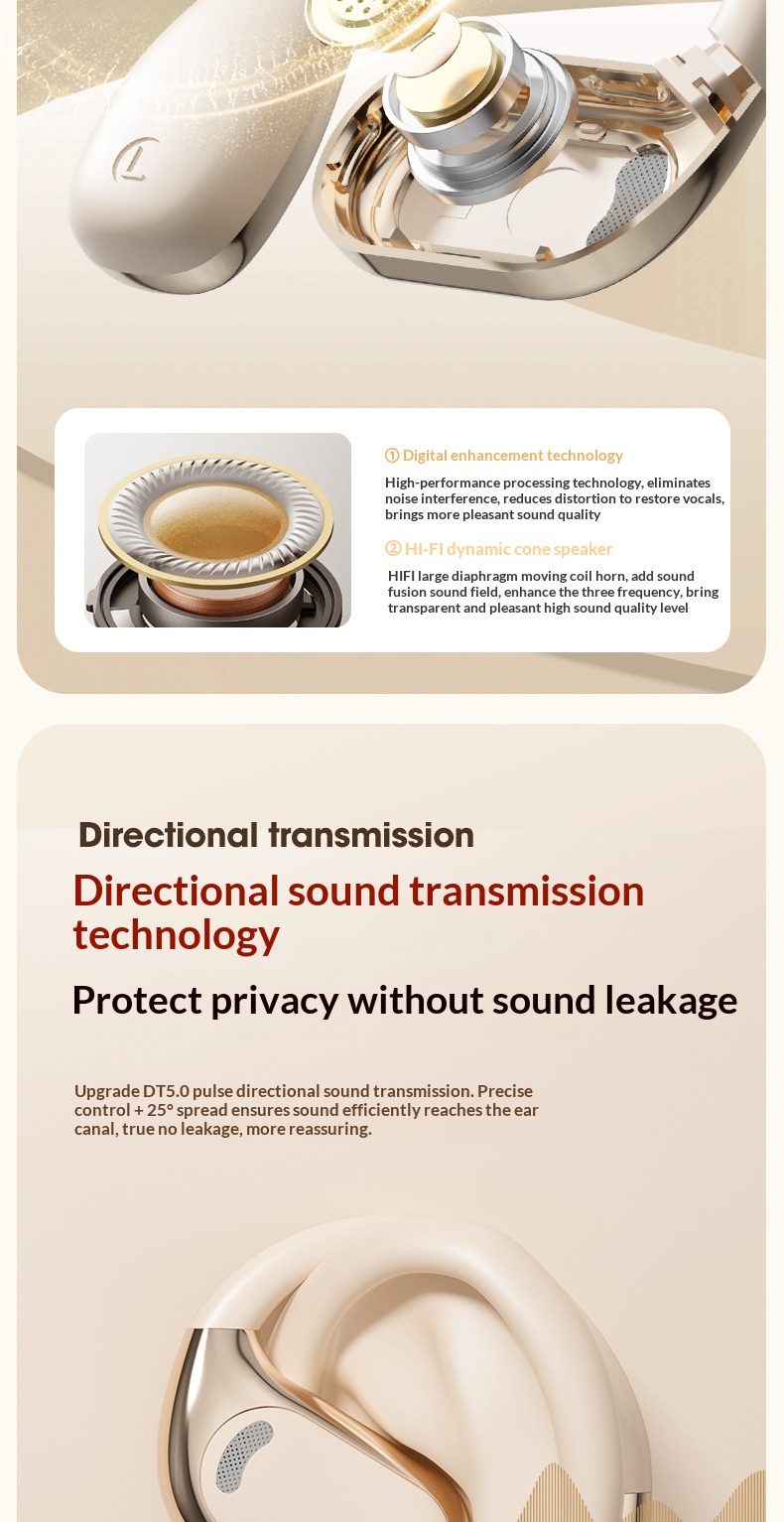 NeoGear NeoGear Cross-Border AI Translation M76 Wireless Ear Hook OWS Non-In-Ear Super Lon Battery Life Bluetooth Earphones_voghion.com