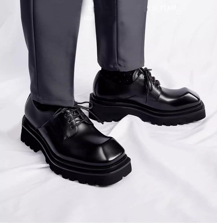 Scarpe da uomo in vera pelle Voyage, eleganti e di alta qualità, con punta quadrata, suola spessa, stile retrò, casual e artigianali_voghion.com