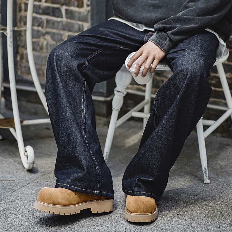 Voyage MRA Brown Derby Men's 2025 New Autumn Low-top Yellow Boots Thick Sole Height-increasing Big Toe Work Leather Shoes_voghion.com