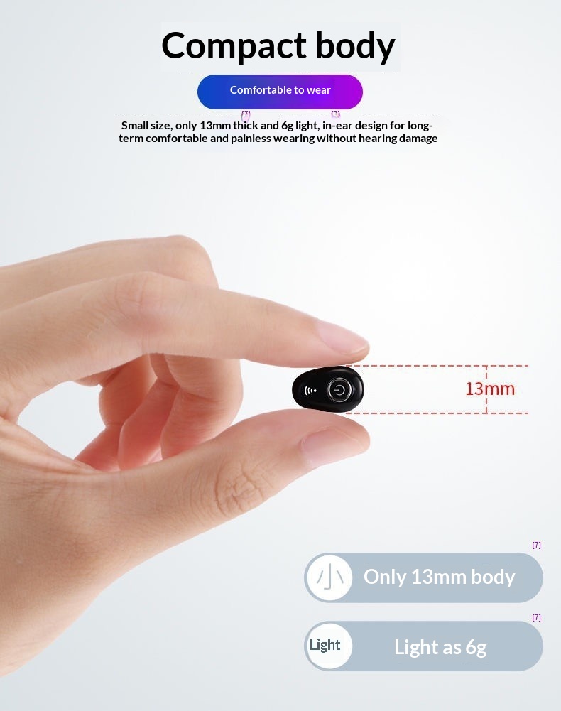 Écouteur Bluetooth ultra-compact et invisible NeoGear Cross-Border Mini S650 sans fil, mono-auriculaire, pour le sport, intelligent et universel_voghion.com