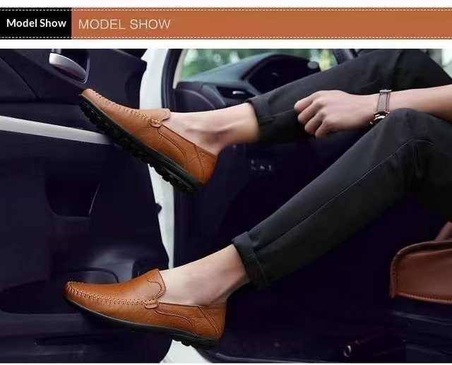 Voyage Voyage Summer Business Casual British Style Loafers Slip-On Lazy Soft Sole Versatile Breathable Men's Leather Shoes_voghion.com