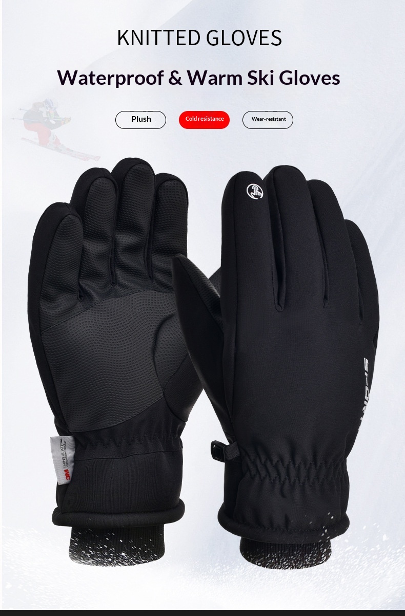 3M Baumwoll-Skihandschuhe für Outdoor-Aktivitäten im Herbst und Winter – winddicht, wasserdicht, warm, mit Touchscreen-Funktion und Fleece gefüttert – geeignet für Fahrräder und E-Bikes_voghion.com