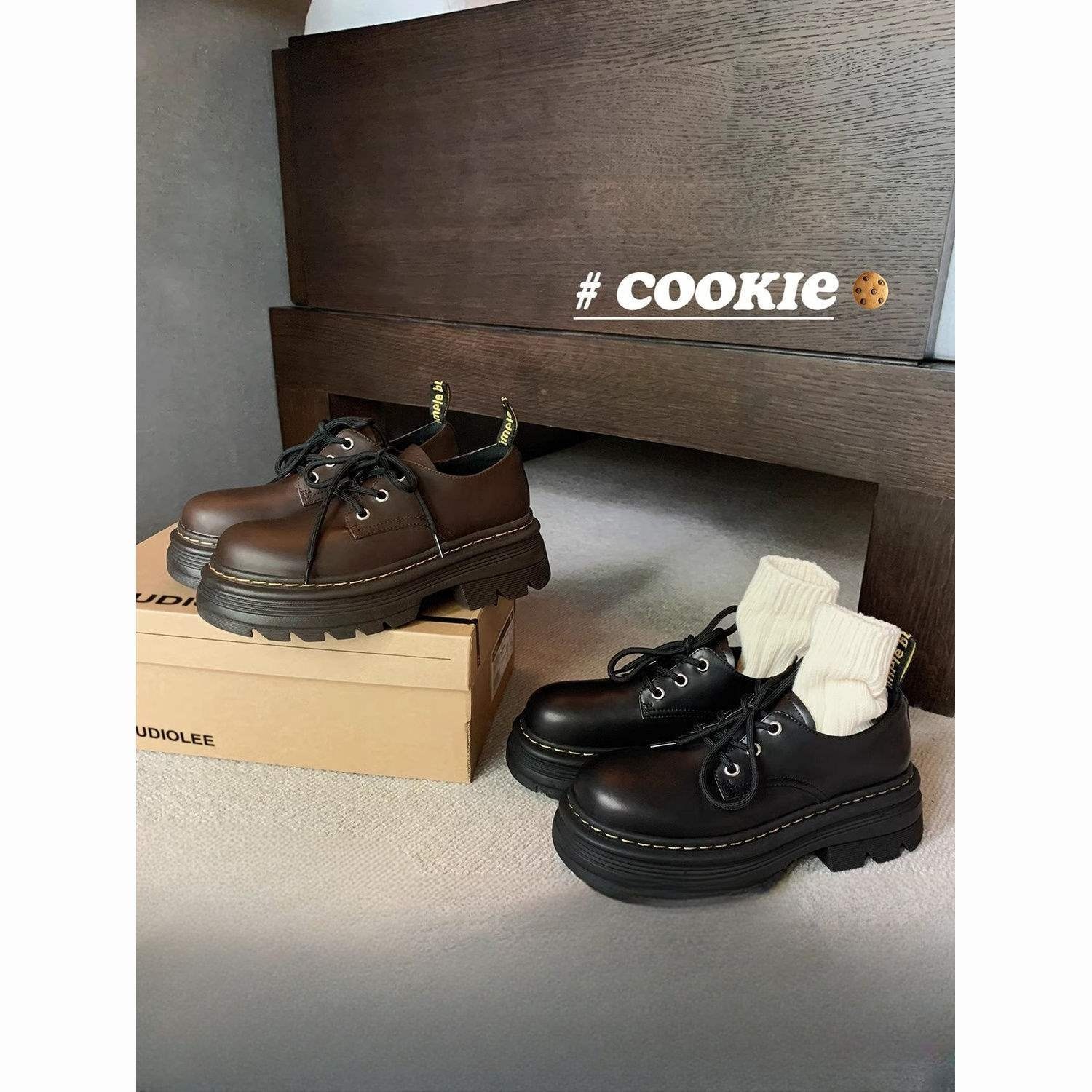 Voyage Voyage Soft Thick Sole British Style Lace-up Small Leather Shoes 2025 New Height-increasing Chunky Heel Derby Platform Loafers_voghion.com