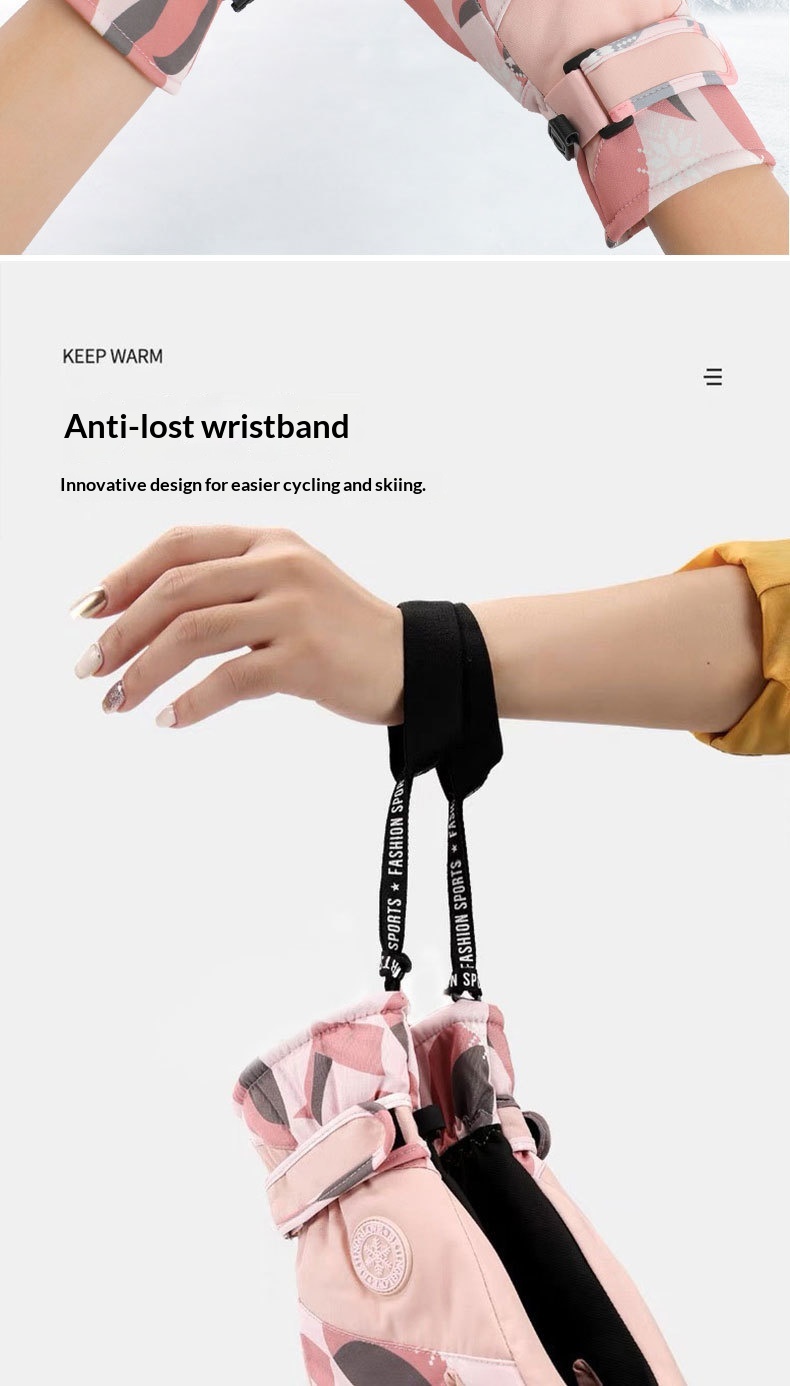 Gants de ski d'hiver pour femme, doublés polaire, épais, chauds, imperméables, compatibles avec les écrans tactiles, spécialement conçus pour la moto._voghion.com