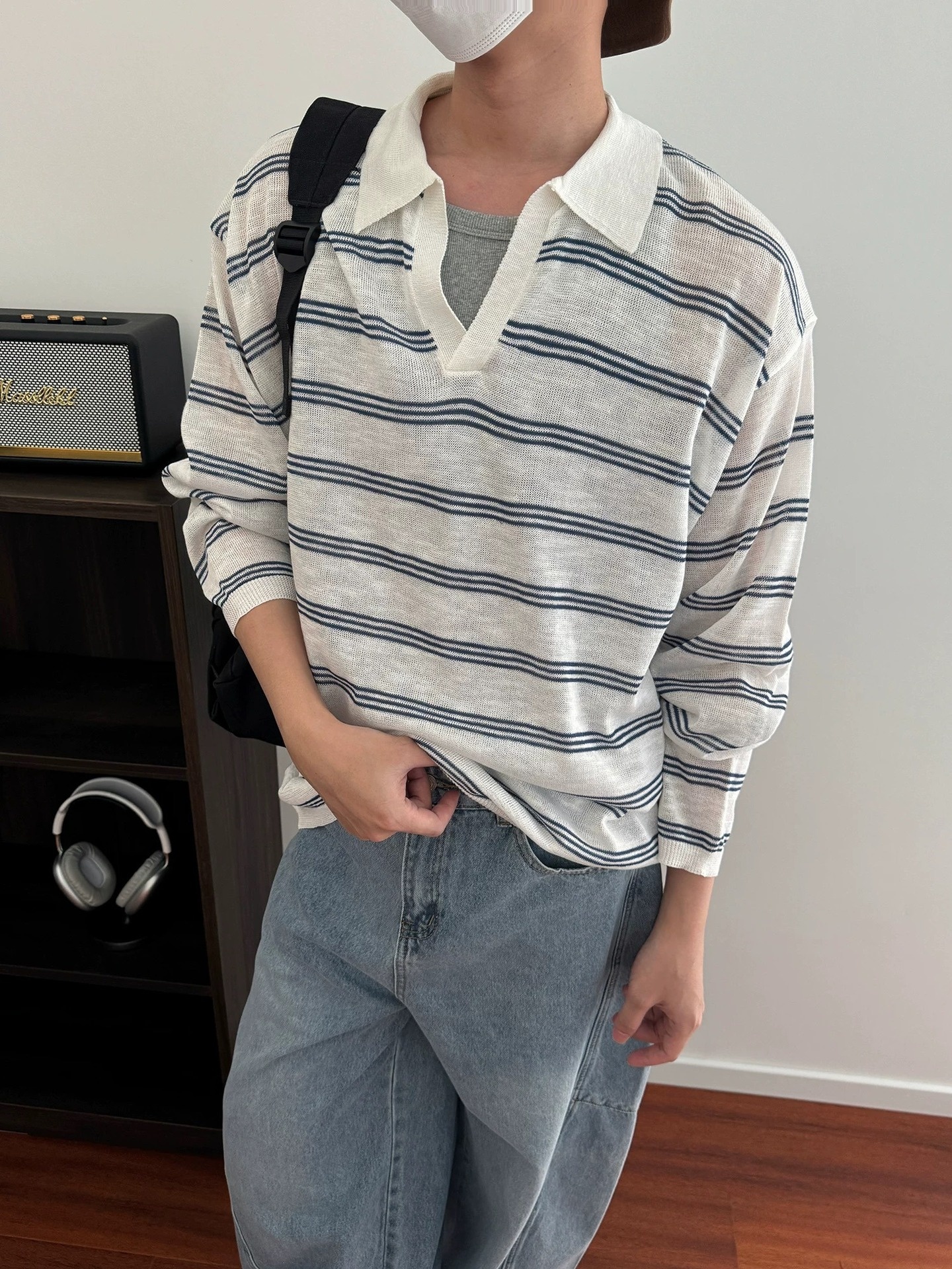 boy Boy Polo Shirt For Men Spring And Autumn V-Neck Sun Protection Knitted Long Sleeve Thin Breathable Lightweight T-Shirt With_voghion.com