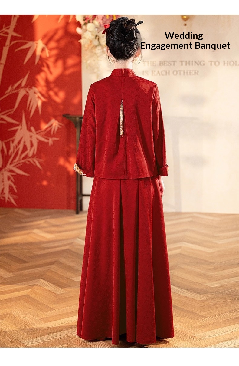 ChicShe ChicShe Rood Bruidspak Voor Toasting, Luxe Verlovingsoutfit, Nieuw Chinees Bruidsschat Showpak, Trouwjurk, Huwelijk_voghion.com