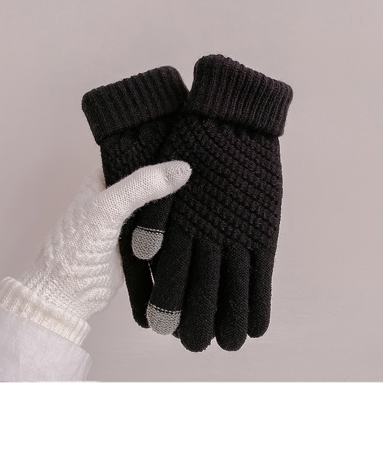 boy Boy Boy Warm Gloves For Women 2023 Autumn Winter New Thickened Fleece Cold-Proof Flip Cover Knitted Men Touchscreen_voghion.com