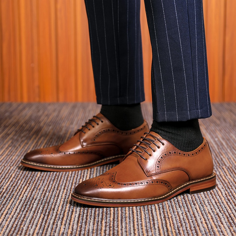 Scarpe da sposa da uomo Voyage Brogue intagliate, formali, in vera pelle, fatte a mano, con strato superiore in pelle di vacchetta, extra large_voghion.com