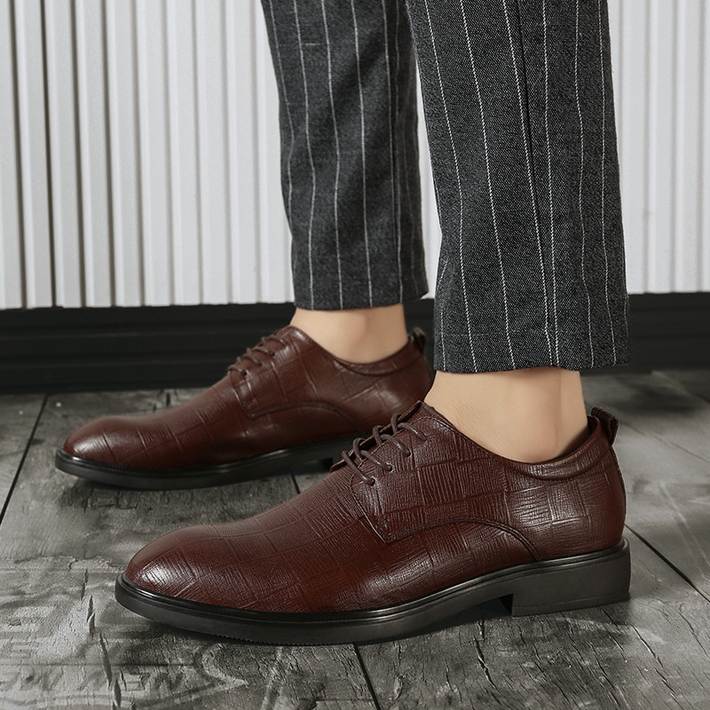 Voyage Men's Business Formal Leather Autumn Winter New Large Size Cowhide Thickened Derby Wedding Groom Shoes_voghion.com
