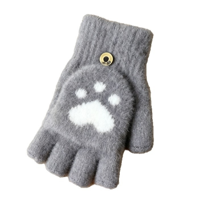 Guanti da scrittura per studenti in maglia di visone senza dita, caldi e spessi, per uomo, in peluche invernale, con mezze dita, modello flip cover_voghion.com