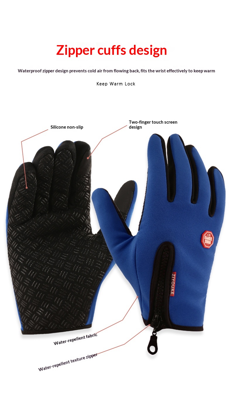 boy Boy Boy Autumn And Winter Touchscreen Fleece-Lined Cold-Proof Warm Rock Brothers Anti-Slip Anti-Freeze Motorcycle Riding Gloves_voghion.com