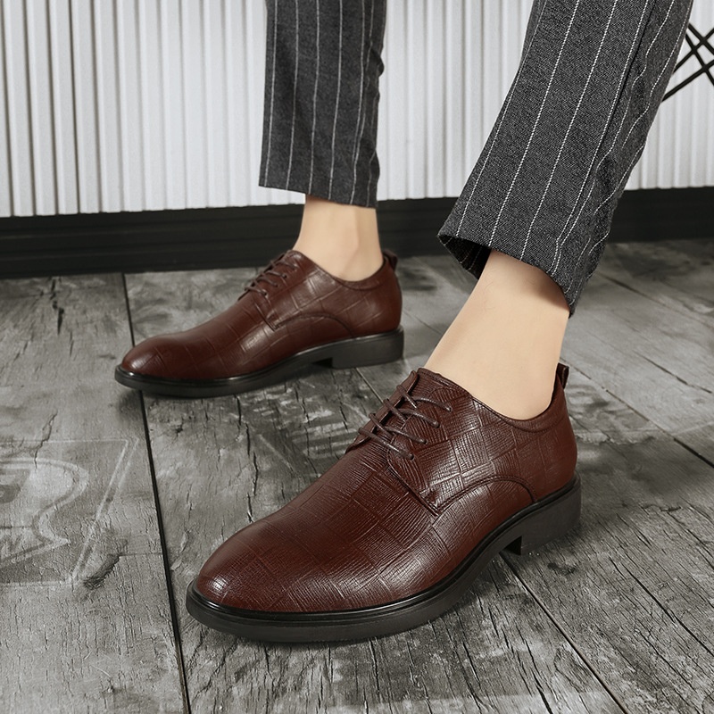 Voyage Men's Business Formal Leather Autumn Winter New Large Size Cowhide Thickened Derby Wedding Groom Shoes_voghion.com