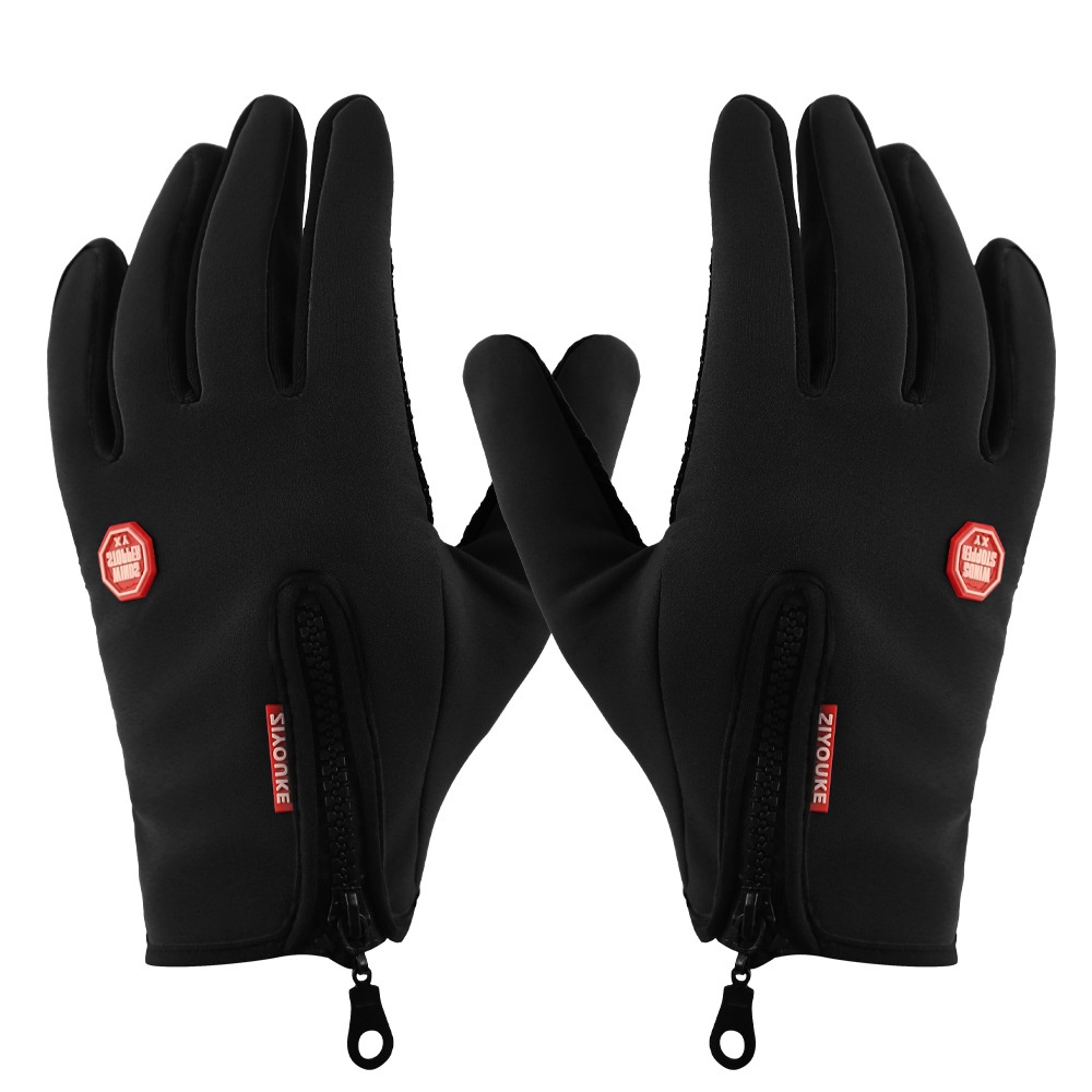 boy Boy Boy Autumn And Winter Touchscreen Fleece-Lined Cold-Proof Warm Rock Brothers Anti-Slip Anti-Freeze Motorcycle Riding Gloves_voghion.com