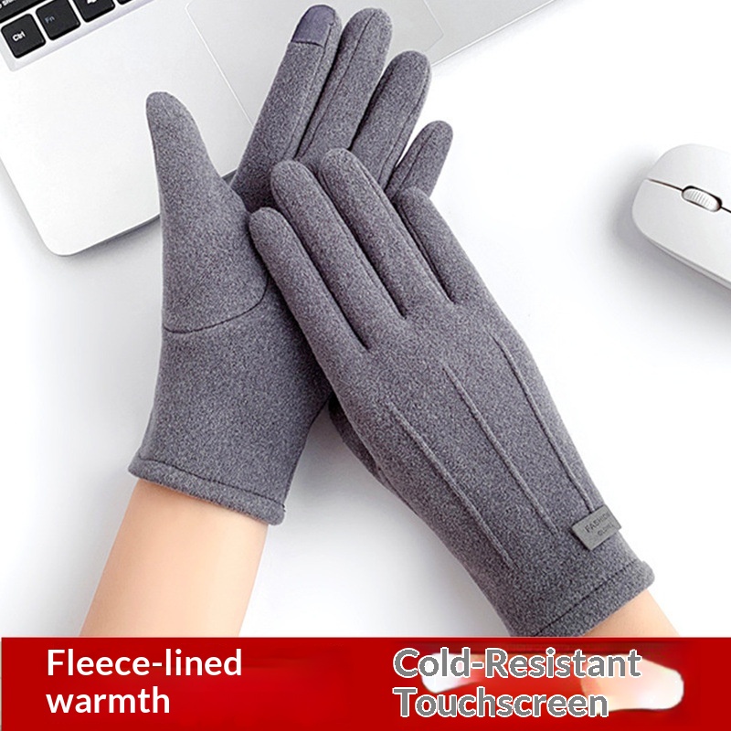 Gants chauds pour homme et femme, conçus pour le cyclisme, la conduite et les sports de plein air en polaire pour l'automne et l'hiver, compatibles avec les écrans tactiles._voghion.com