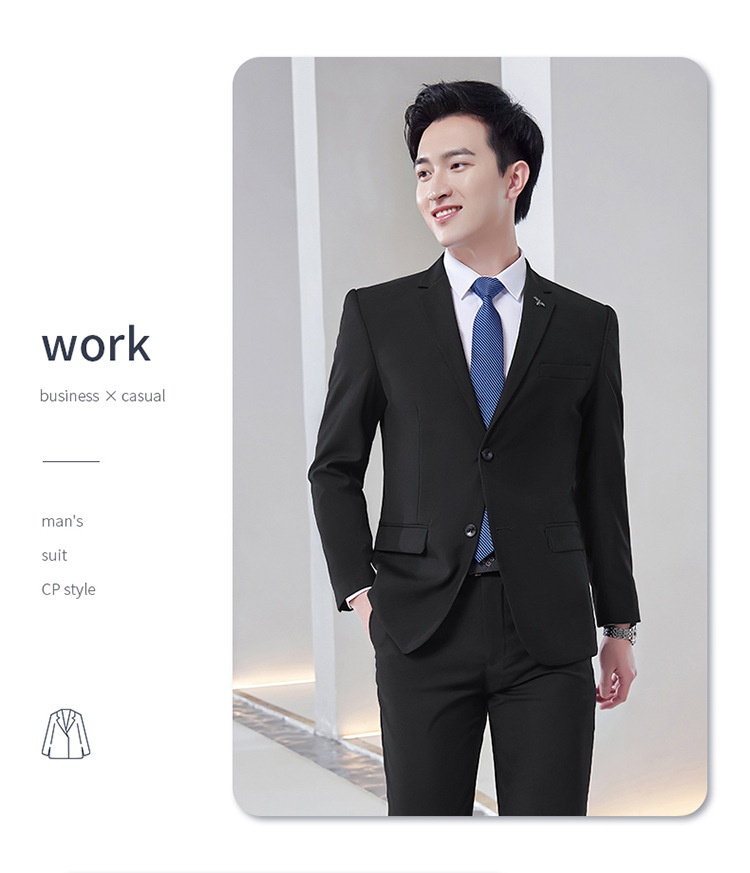 boy Men's Black Jacket Slim Fit Office Professional Suit Set For Men Government Enterprise Workwear Manufacturer_voghion.com