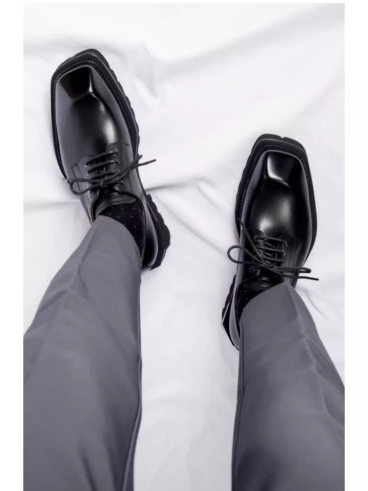 Scarpe da uomo in vera pelle Voyage, eleganti e di alta qualità, con punta quadrata, suola spessa, stile retrò, casual e artigianali_voghion.com