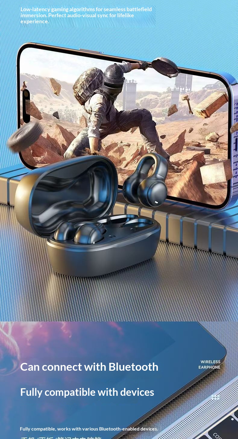 Écouteurs intra-auriculaires Bluetooth haut de gamme NeoGear, sans fil, à clip, haute qualité sonore, longue autonomie, réduction de bruit intelligente_voghion.com