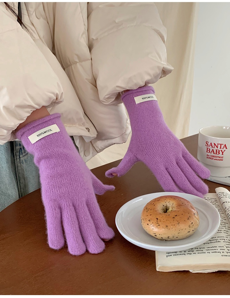 boy Boy Boy 2024 New Chinese Red Wool Knitted Long Women Winter Windproof Five-Finger Warm Cycling Gloves For Men_voghion.com