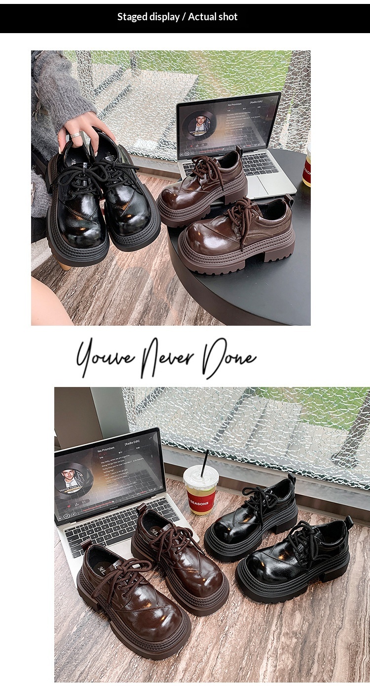 Voyage Damen-Lederschuhe mit dicker Sohle, britische Derby-Schnürschuhe mit großer Zehenpartie, neues Modell Frühjahr 2025, Slipper mit Absatz._voghion.com