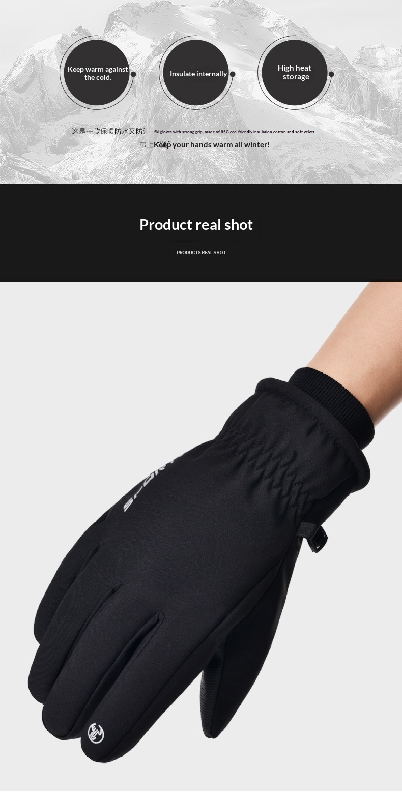 3M Baumwoll-Skihandschuhe für Outdoor-Aktivitäten im Herbst und Winter – winddicht, wasserdicht, warm, mit Touchscreen-Funktion und Fleece gefüttert – geeignet für Fahrräder und E-Bikes_voghion.com