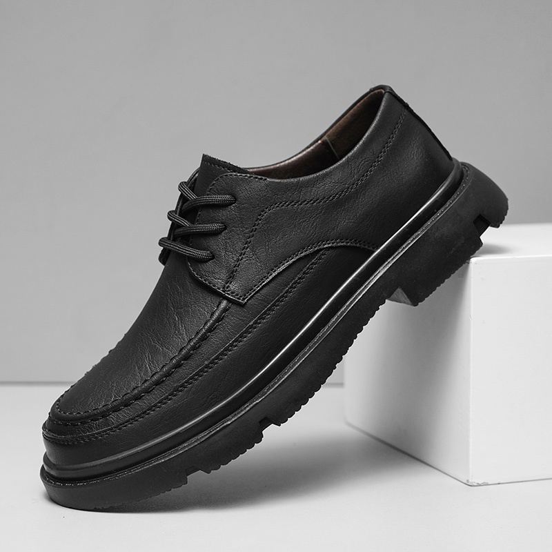 Voyage Soft Sole Leather Shoes For Men, Business Casual Formal Wedding Groom Wide Toe Derby Shoes, Large Sizes 46 47 48, Black_voghion.com