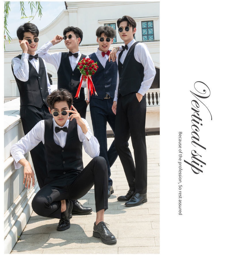 Ensemble trois pièces pour garçon d'honneur, tenue de cérémonie style western d'été : chemise, gilet et costume._voghion.com