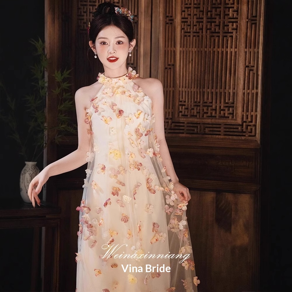 ChicShe ChicShe French Style Evening For Women 2025 New Light Niche High-end Engagement Sheer Toast Dress Bride Morning Robe_voghion.com