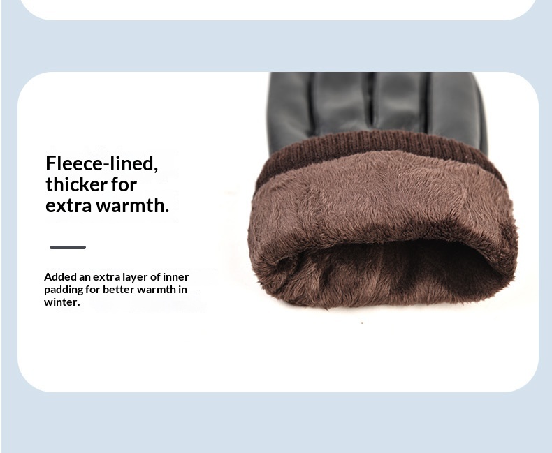 Guanti in pelle Boy Boy A102 per uomo, autunno e inverno, foderati in pile, spessi, touchscreen, caldi, per motociclisti all'aperto,_voghion.com