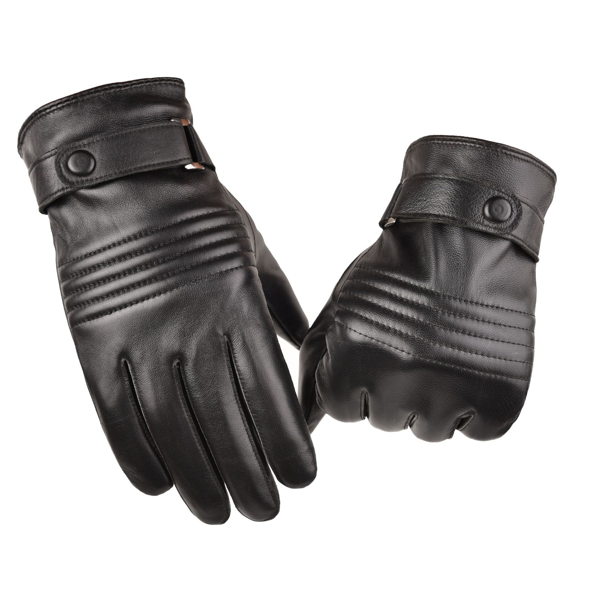 boy Boy Boy Autumn Winter Men's Sheepskin Warm Outdoor Windproof Fleece Lined Thickened Genuine Leather For Cycling Driving_voghion.com