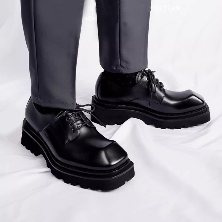 Scarpe da uomo in vera pelle Voyage, eleganti e di alta qualità, con punta quadrata, suola spessa, stile retrò, casual e artigianali_voghion.com