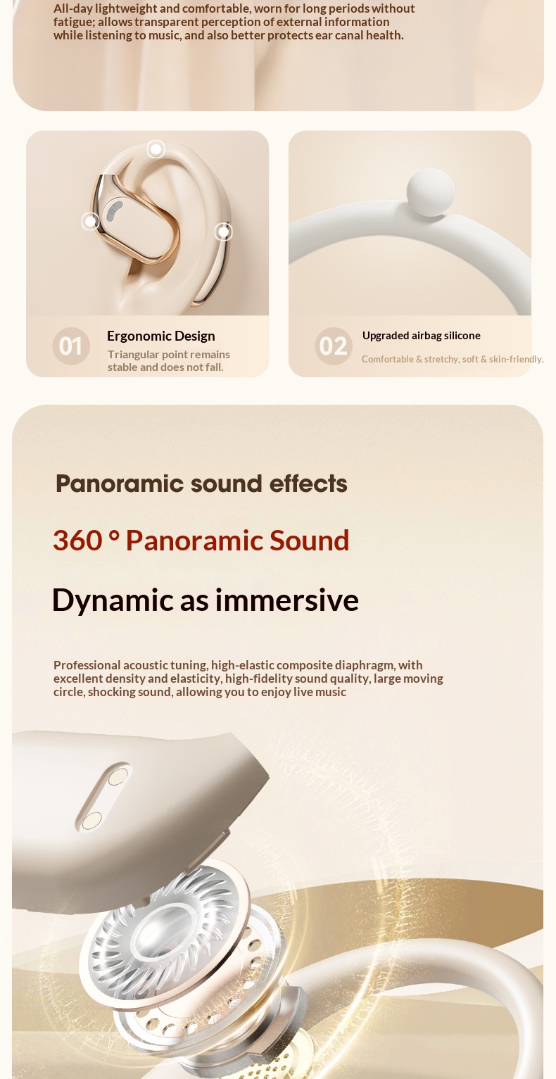 NeoGear NeoGear Cross-Border AI Translation M76 Wireless Ear Hook OWS Non-In-Ear Super Lon Battery Life Bluetooth Earphones_voghion.com