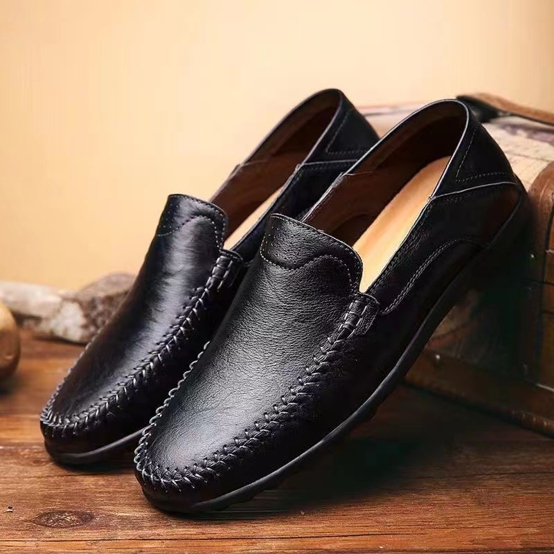 Voyage Voyage Summer Business Casual British Style Loafers Slip-On Lazy Soft Sole Versatile Breathable Men's Leather Shoes_voghion.com