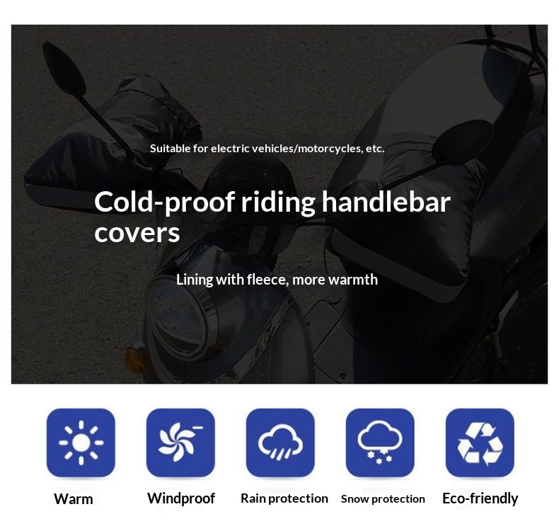 Housses de guidon épaisses, chaudes, imperméables au froid, au vent et à la pluie pour motos et scooters électriques, pour femmes et hommes, en hiver._voghion.com