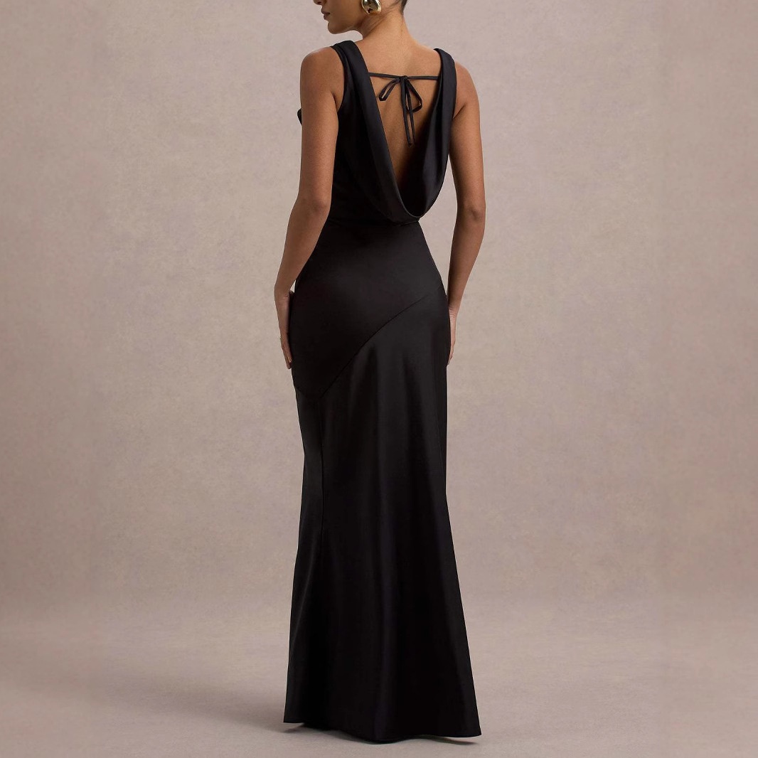 ChicShe ChicShe 2025 European And American Cross-Border New Elegant High-End Satin Slim Fit Bodycon Mermaid Backless Sexy Dress Gown_voghion.com