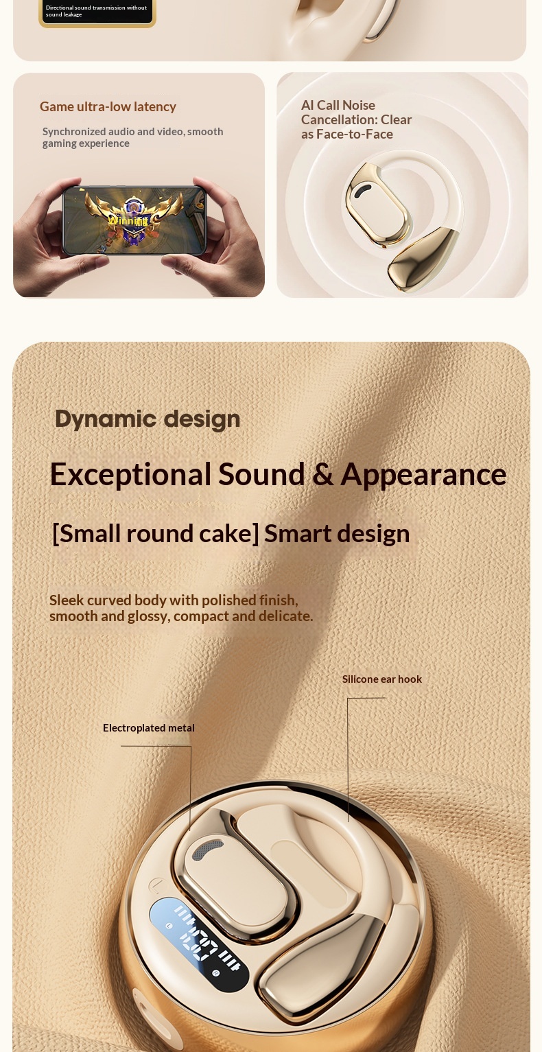 NeoGear NeoGear Cross-Border AI Translation M76 Wireless Ear Hook OWS Non-In-Ear Super Lon Battery Life Bluetooth Earphones_voghion.com