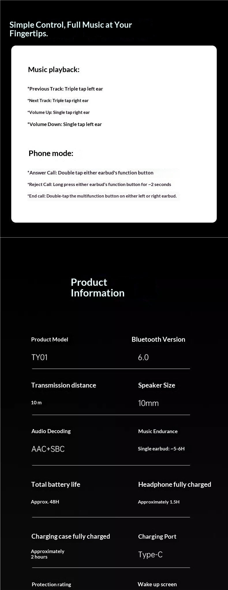 NeoGear NeoGear New LED Color Screen Control Smart AI Translation Bluetooth Earbuds In-Ear High Sound Quality Noise Cancelling Sports_voghion.com